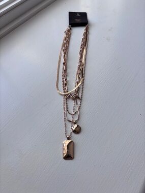 Layered Gold-Tone Pendant Necklace - Multi-Chain Women’s Jewelry